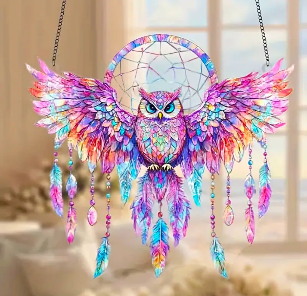 Dream catcher owl hanging sign