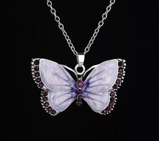 Purple butterfly necklace