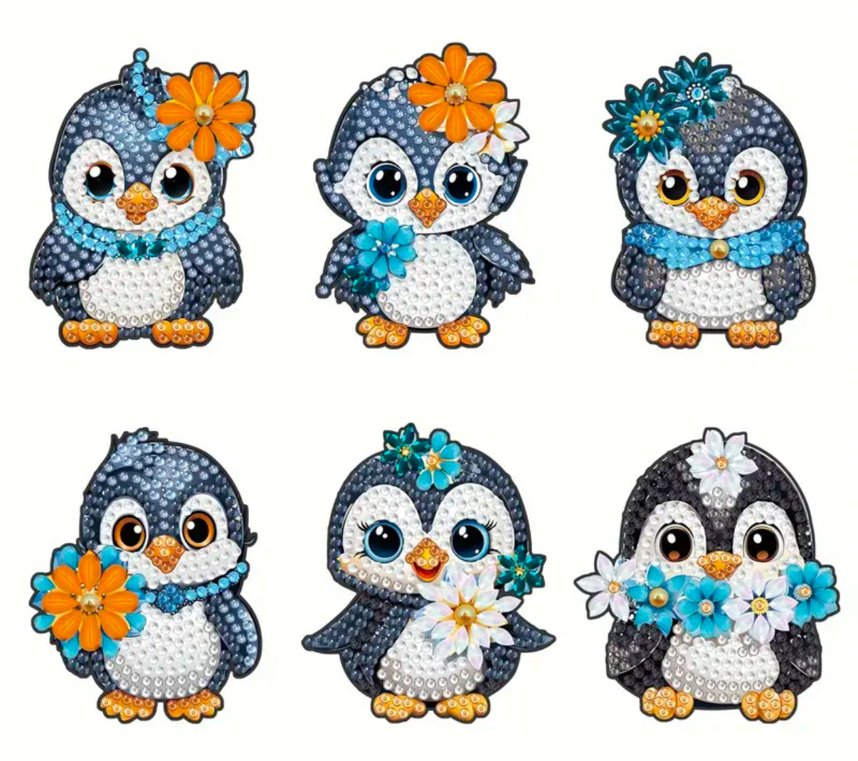 6pcs DIY diamond art penguin fridge magnets