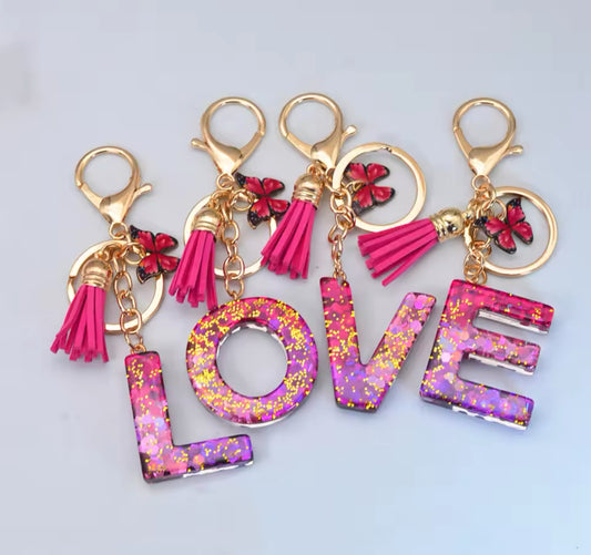 Initial keychain - pink