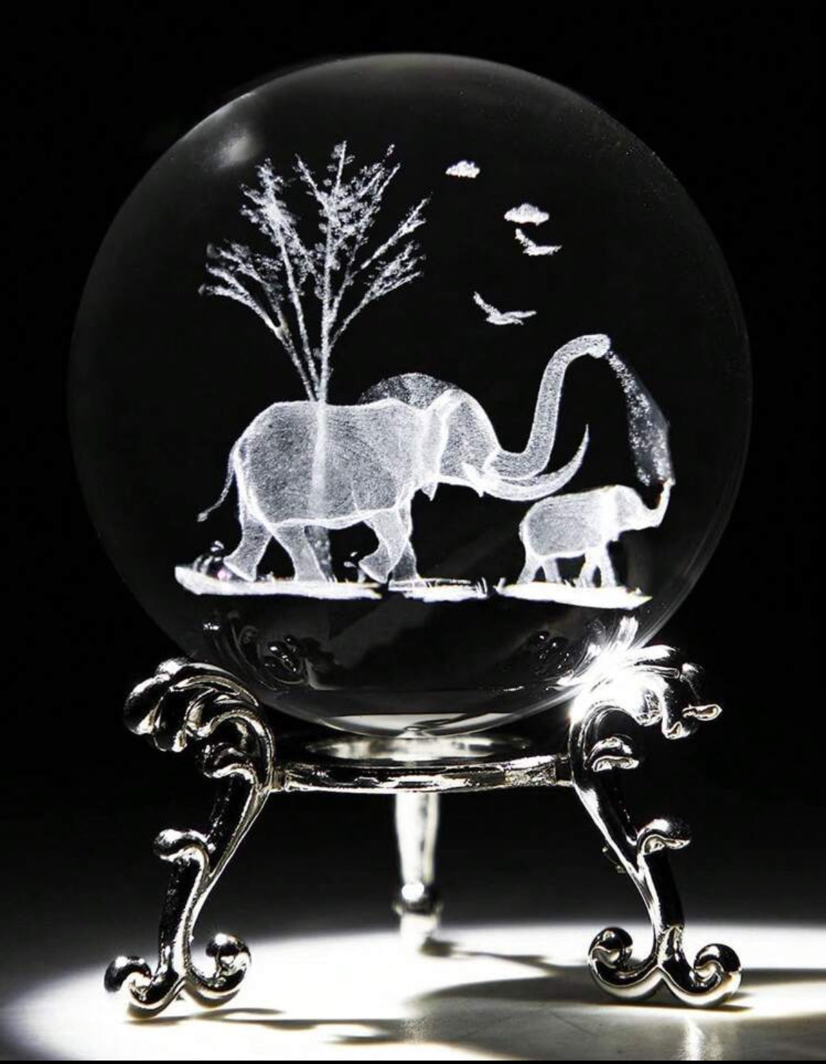 Glass ball elephant ornament