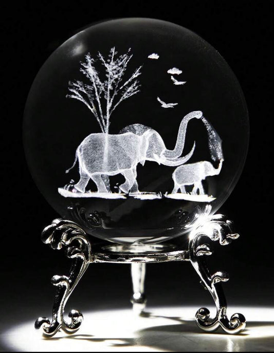 Glass ball elephant ornament