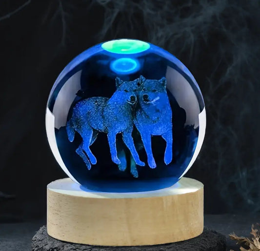 Wolf 🐺  led glass ball ornament - colour changing