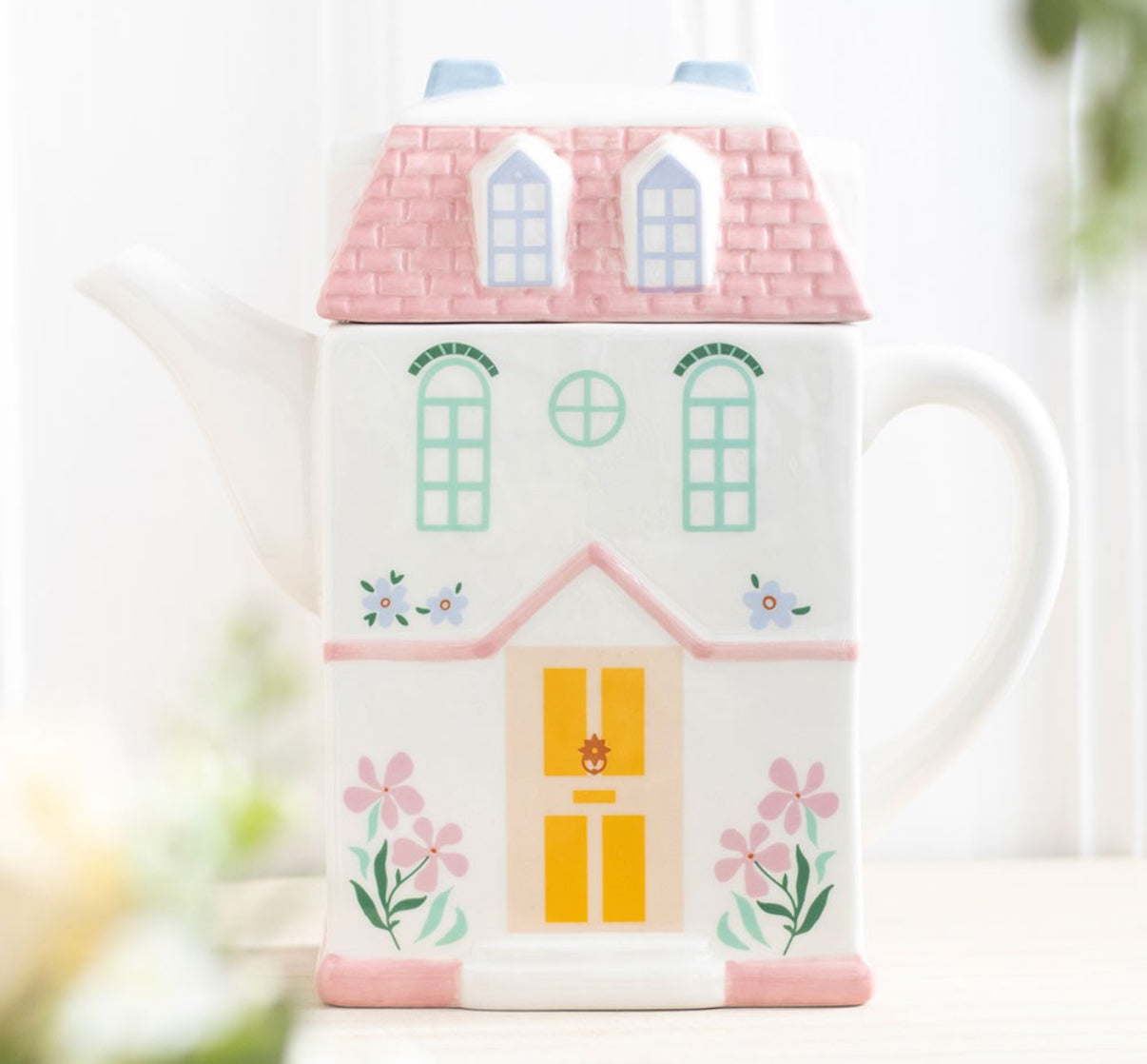 Pastel house shaped teapot