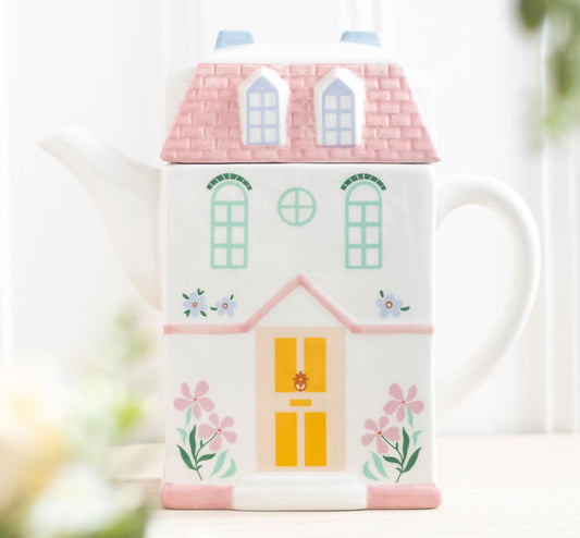 Pastel house shaped teapot