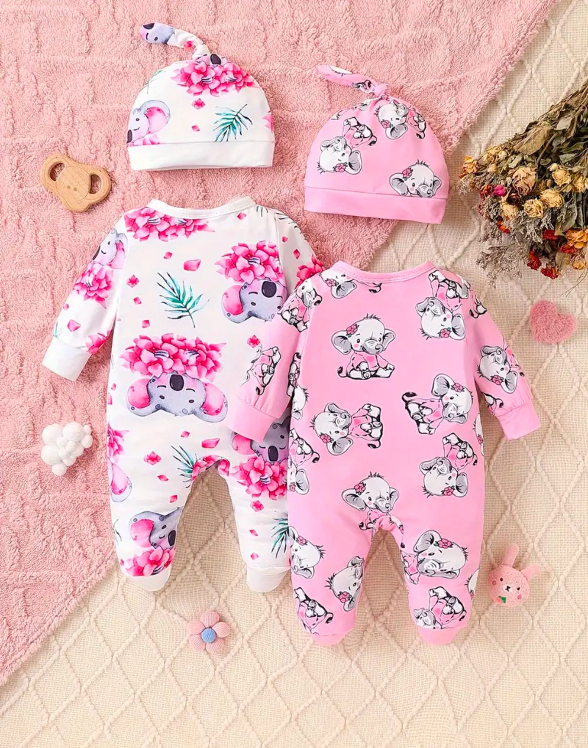 Baby girl baby grows & hat x2 sets