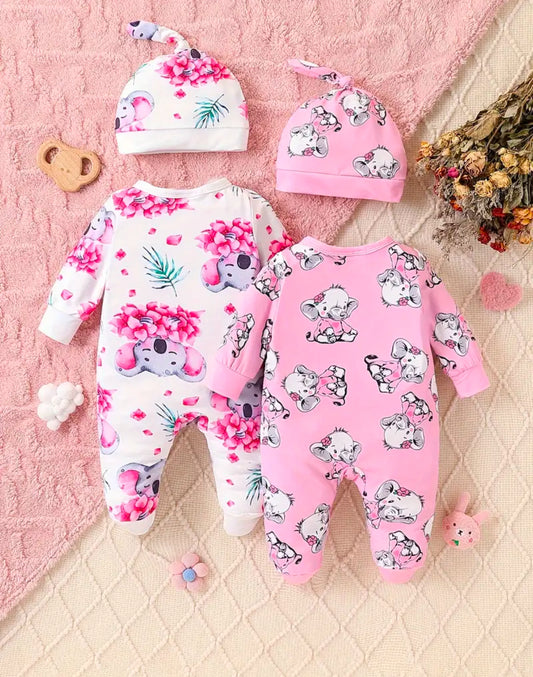 Baby girl baby grows & hat x2 sets