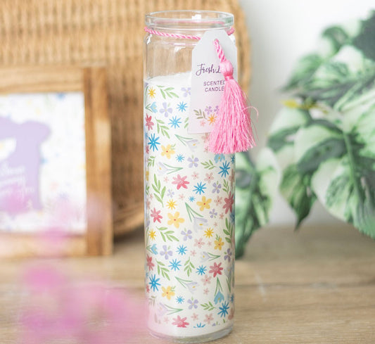 Spring floral print fresh linen tube candle