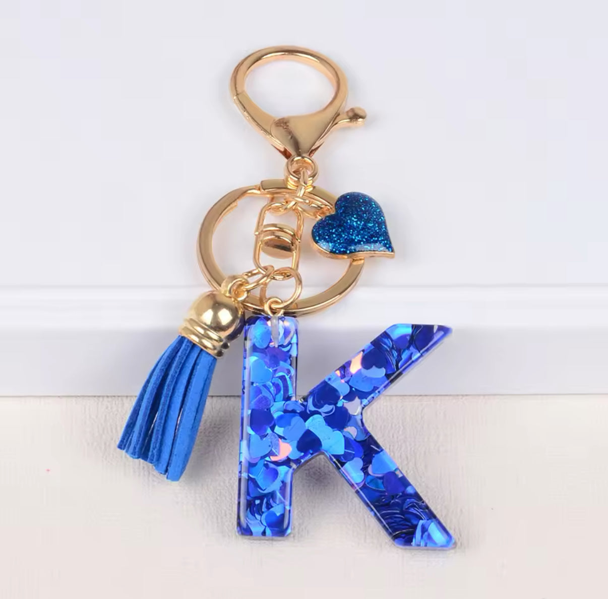 Initial keychain - blue