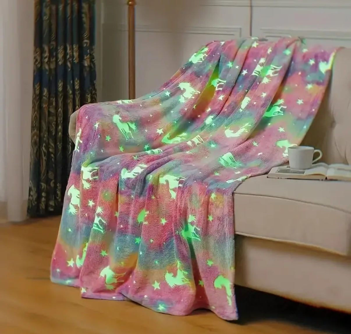 Unicorn Glow In the Dark Throw - 100x150cm