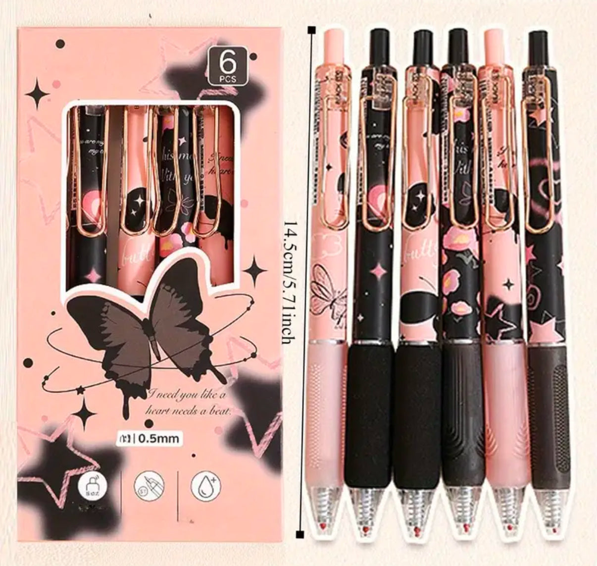 6pcs butterfly pens