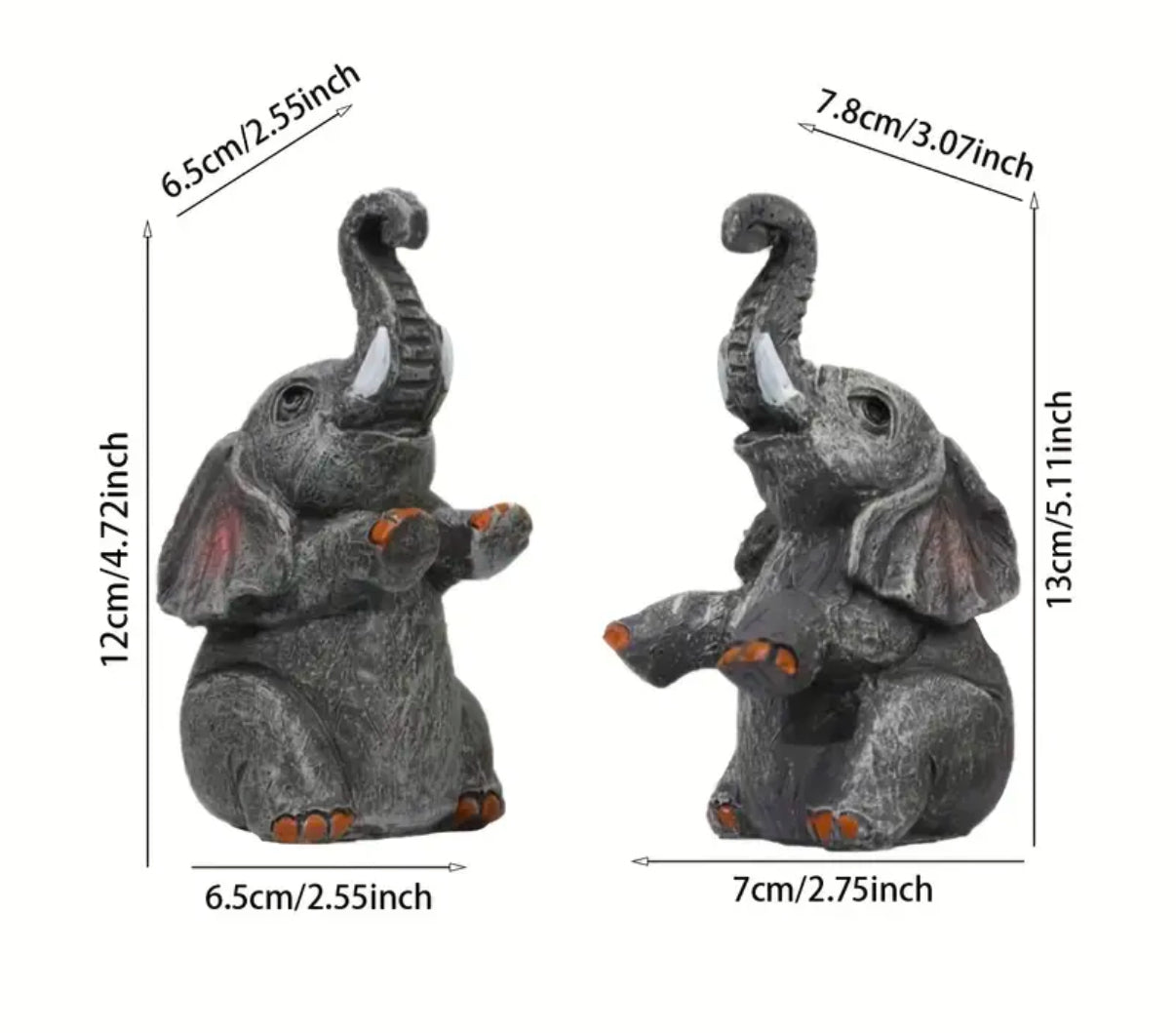 Set of 2 elephant love ornaments