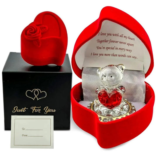 Glass teddy gift valentines