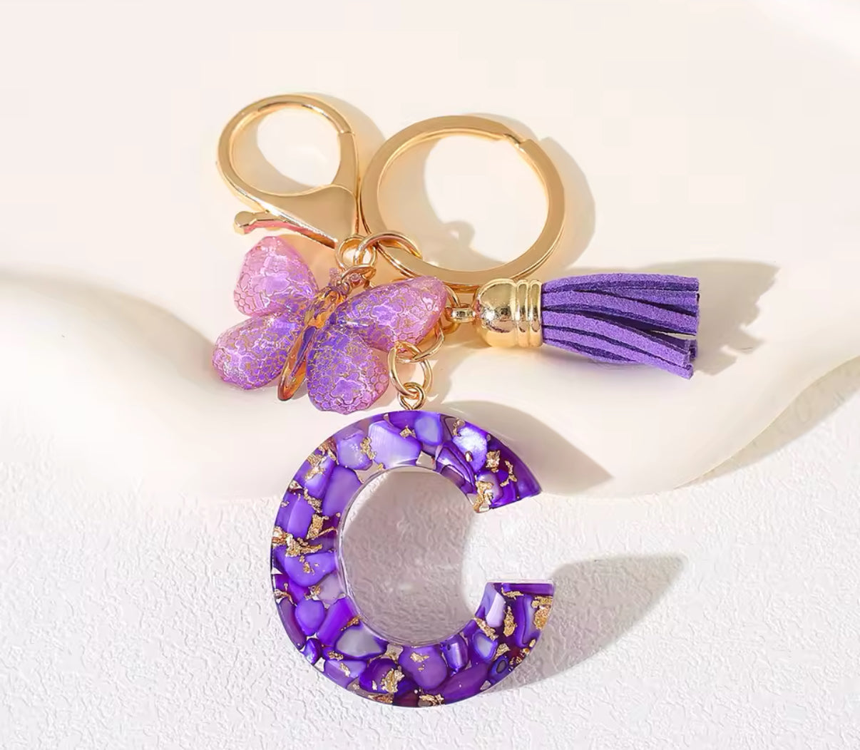 Initial keychain - purple