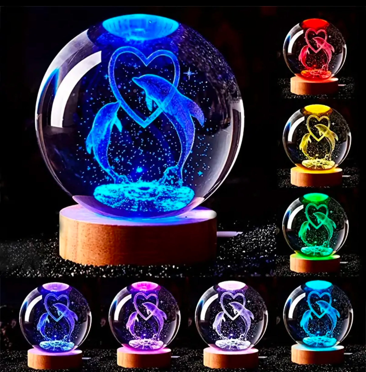 Dolphin 🐬 led glass ball ornament - colour changing