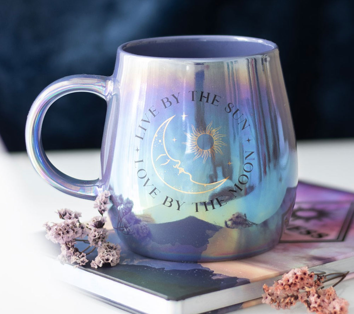 Live by the sun love by the moon purple multi rounded mug