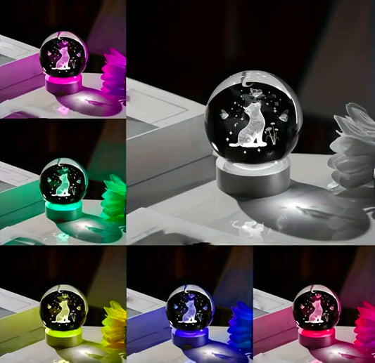 Cat 🐱  led glass ball ornament - colour changing