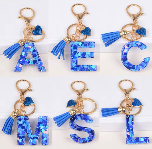 Initial keychain - blue