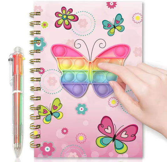 Notebook, fidget and pen set - butterfly