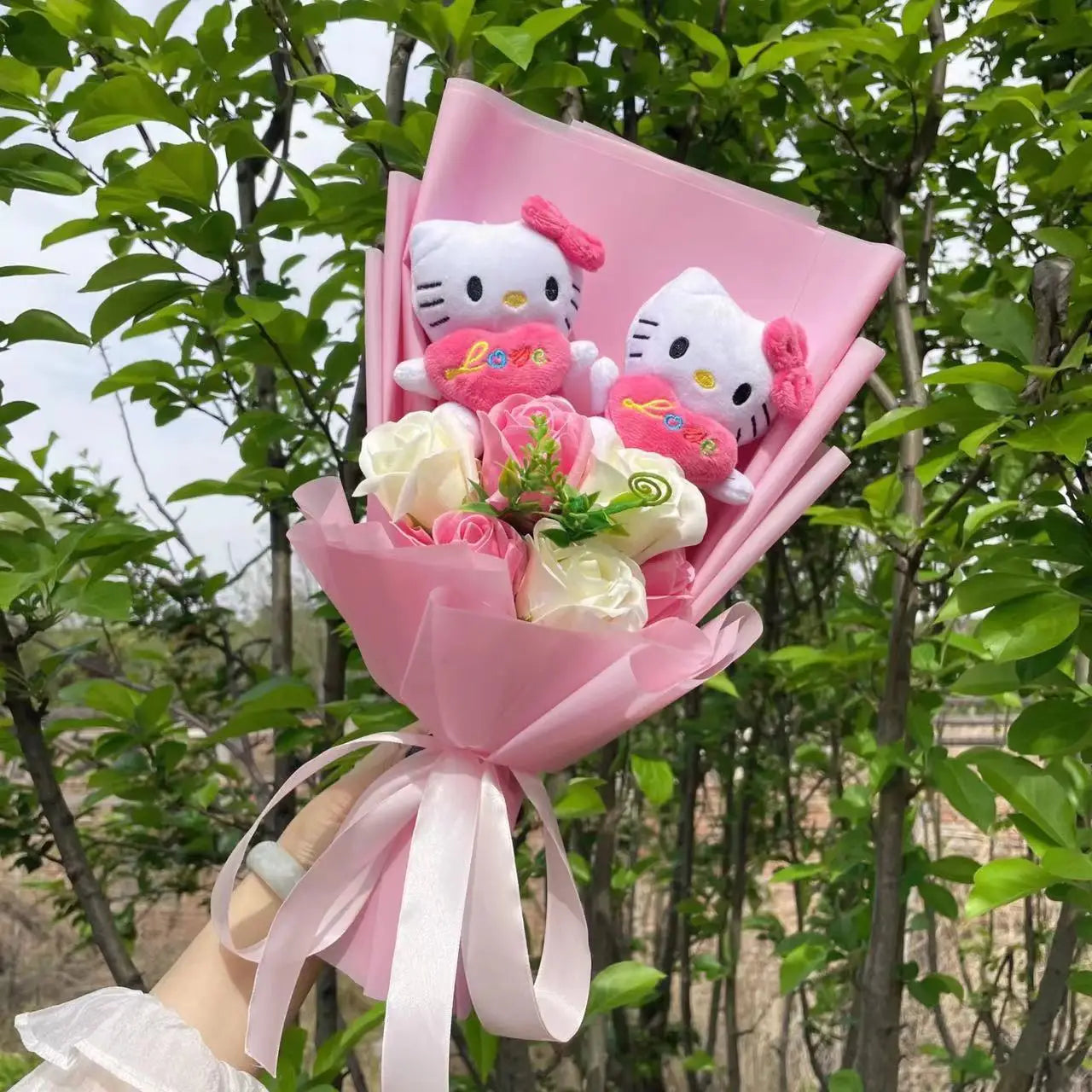 Plush dolls flower bouquet